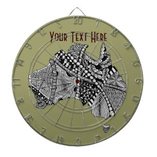 Australia Map Doodle Art Black en White Dartbord