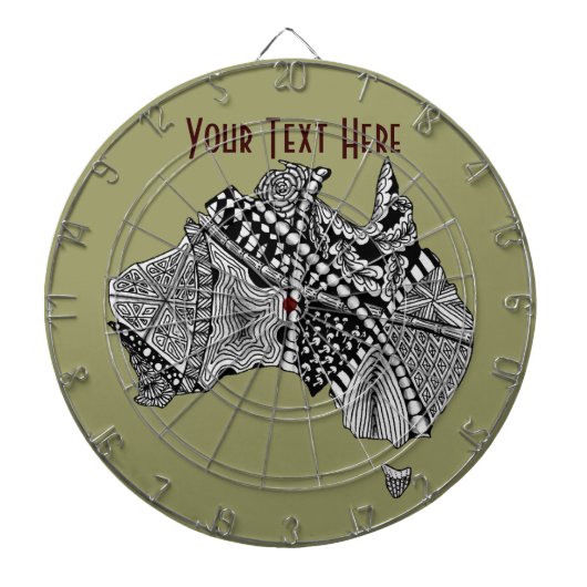 Australia Map Doodle Art Black en White Dartbord (Voorkant)