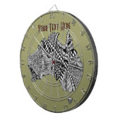 Australia Map Doodle Art Black en White Dartbord (Voorkant Rechts)