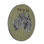Australia Map Doodle Art Black en White Dartbord (Voorkant Links)