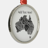 Australia Map Doodle Art Black en White Metalen Ornament (Rechts)