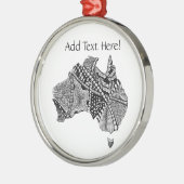 Australia Map Doodle Art Black en White Metalen Ornament (Links)