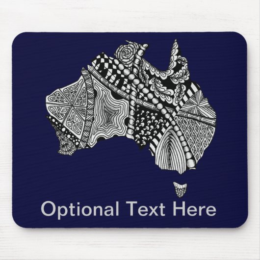 Australia Map Doodle Art Black en White Muismat (Voorkant)