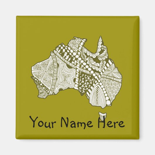 Australia Map Doodle Art Magneet (Voorkant)
