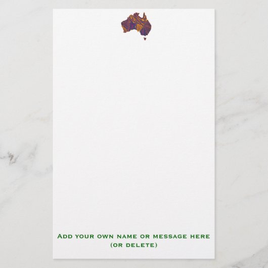 Australia Map Doodle Oranje Paars Briefpapier (Voorkant)