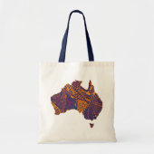 Australia Map Doodle Oranje Paars Large Canvas tas (Voorkant)