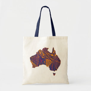 Australia Map Doodle Oranje Paars Large Canvas tas
