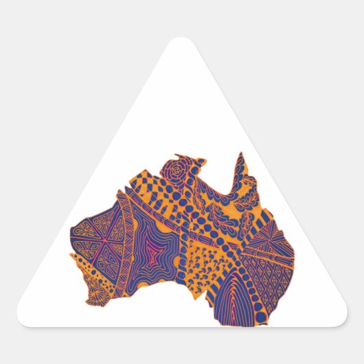 Australia Map Doodle Oranje Paars Sticker (Voorkant)