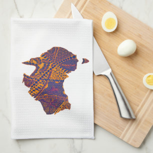Australia Map Doodle Oranje Paars Theedoek