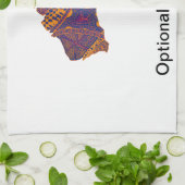 Australia Map Doodle Oranje Paars Theedoek (Gevouwen)