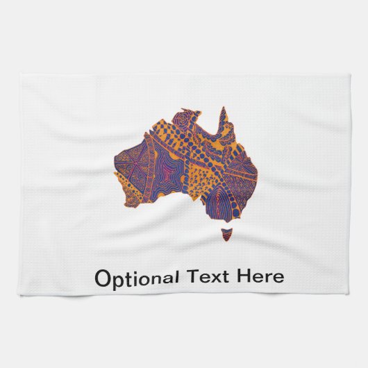 Australia Map Doodle Oranje Paars Theedoek (Horizontaal)