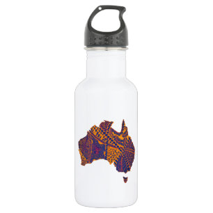 Australia Map Doodle Oranje Paars Waterfles