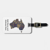 Australia Map Doodle Tan Red Blue Bagagelabel (Voorkant horizontaal)