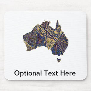 Australia Map Doodle Tan Red Blue Muismat