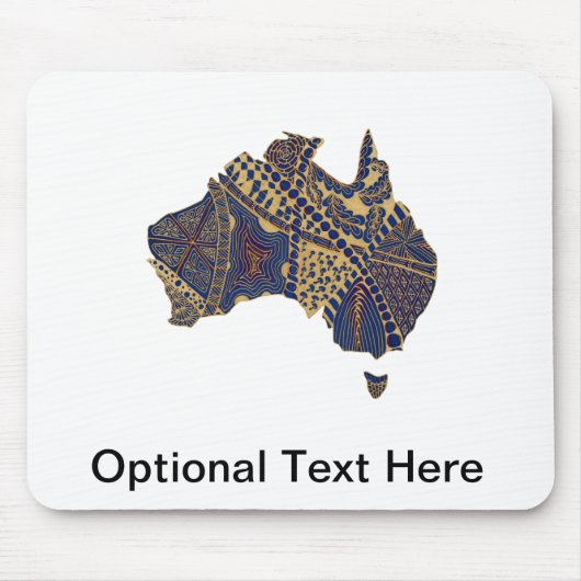 Australia Map Doodle Tan Red Blue Muismat (Voorkant)