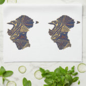 Australia Map Doodle Tan Red Blue Theedoek (Gevouwen)