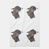 Australia Map Doodle Tan Red Blue Theedoek (Verticaal)