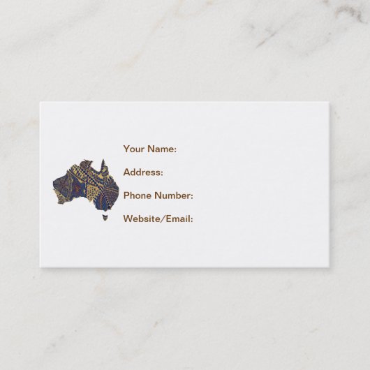 Australia Map Doodle Tan Red Blue Visitekaartje (Voorkant)