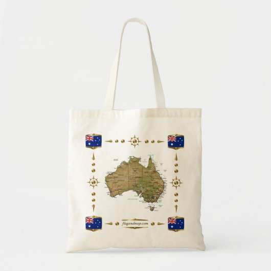 Australia Map + Flags Bag Tote Bag (Voorkant)