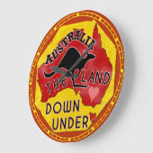 Australia Map Land Down Under with Kangaroo Retro Grote Klok (Hoek)
