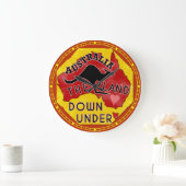 Australia Map Land Down Under with Kangaroo Retro Grote Klok (Huis)