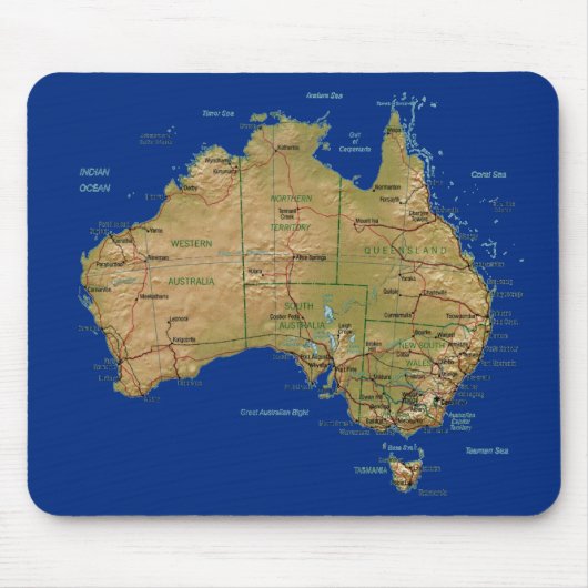 Australia Map Mousepad Muismat (Voorkant)