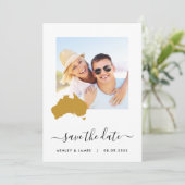 Australia Map Photo Wedding Save the Date Kaart (Staand voorkant)
