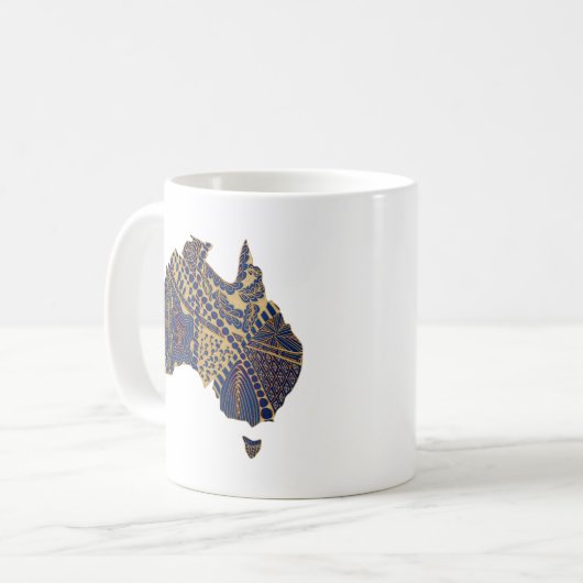 Australia Map Tan-Blue-Red Koffiemok (Voorkant links)