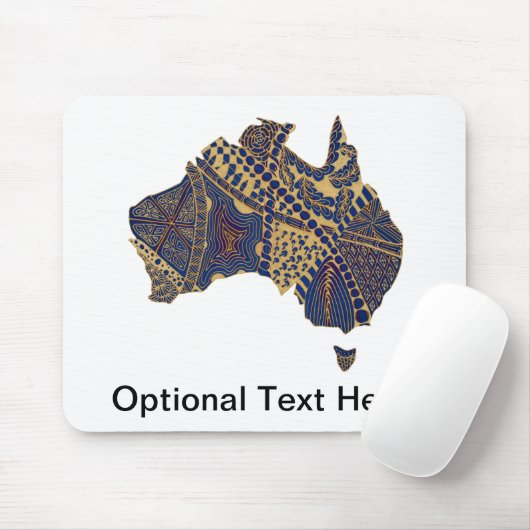 Australia Map Tan-Blue-Red Muismat (Met muis)
