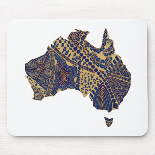 Australia Map Tan-Blue-Red Muismat (Voorkant)