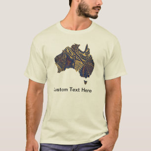 Australia Map Tan-Blue-Red T-shirt