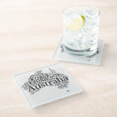 Australia Map Word Art Glazen Onderzetter (Schuin)