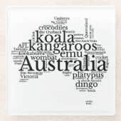 Australia Map Word Art Glazen Onderzetter (Voorkant)