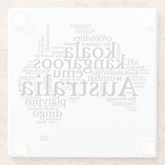 Australia Map Word Art Glazen Onderzetter (Achterkant)