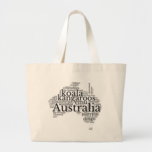 Australia Map Word Art Grote Tote Bag (Voorkant)