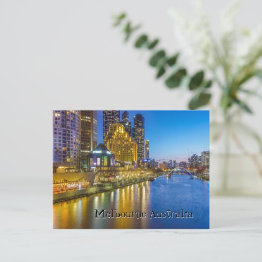 Australia Melbourne night time river afbeelding Briefkaart (Staand voorkant)