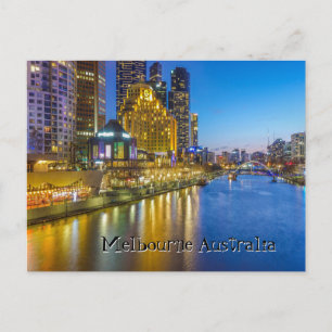 Australia Melbourne night time river afbeelding Briefkaart
