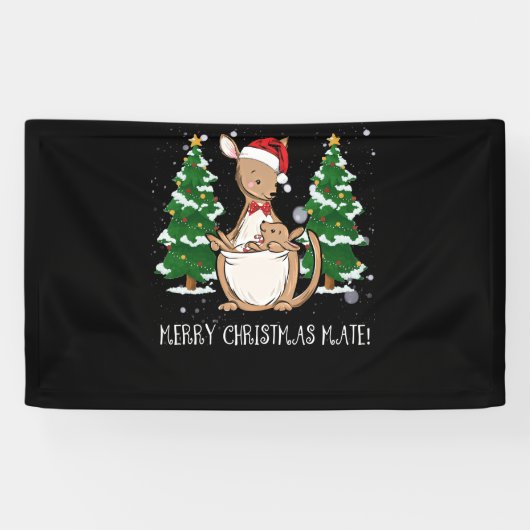 Australia Merry Kerstmis Mate Kangaroo Spandoek (Horizontaal)