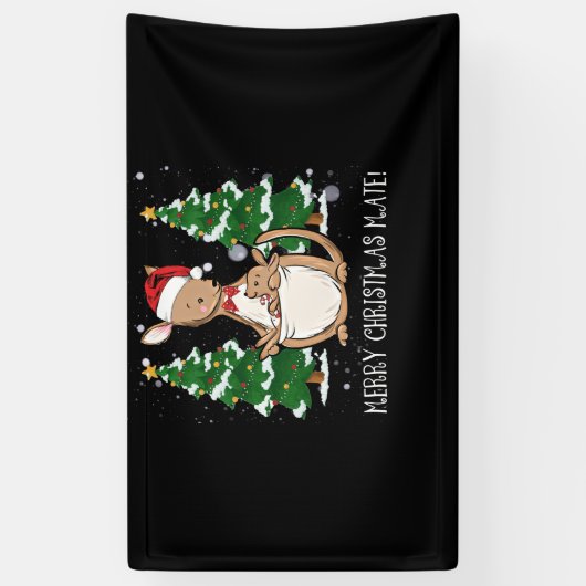Australia Merry Kerstmis Mate Kangaroo Spandoek (Verticaal)