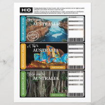 Australia Mock Ticket voor reizen en evenementen