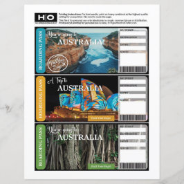 Australia Mock Ticket voor reizen en evenementen