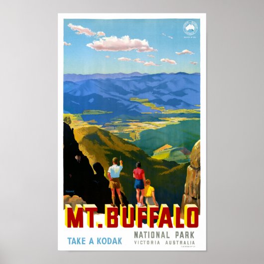 Australia Mt. Buffalo Vintage Travel Poster (Voorkant)