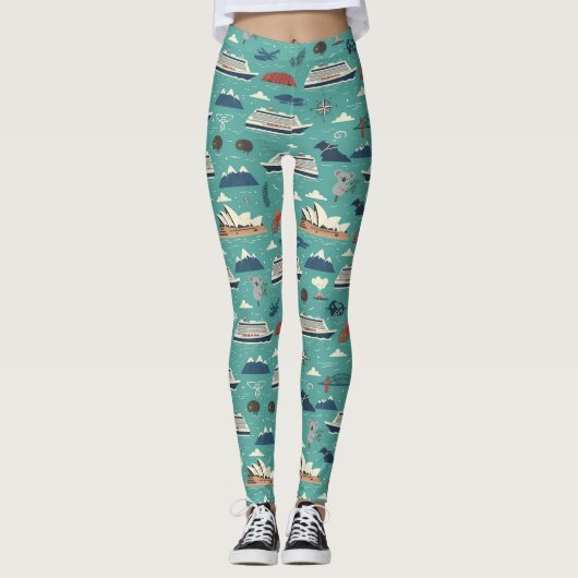 Australia New Zealand Cruise Coastal Ship Design Leggings (Voorkant)