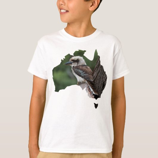 Australia Outline Laughing Kookaburra in a Tree T-shirt (Voorkant)