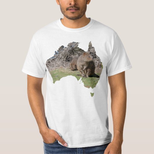 Australia Outline Shape Quokka Grass T-shirt (Voorkant)