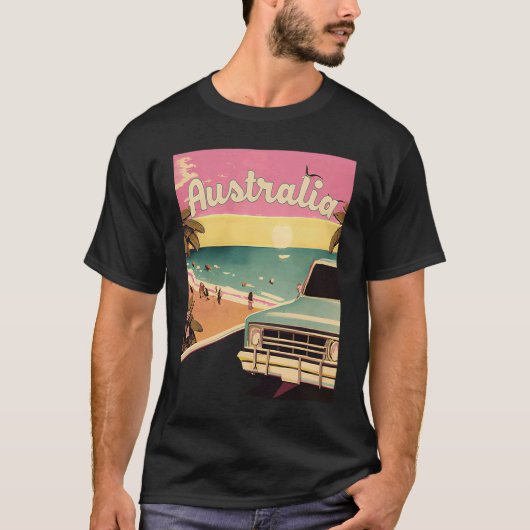 Australia Retro Beach Vacation Graphics Australian T-shirt (Voorkant)