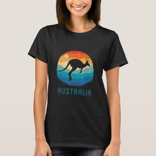 Australia Retro Kangaroo  Outback Sunset Au T-shirt (Voorkant)
