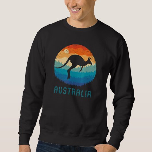 Australia Retro Kangaroo Outback Sunset Au Trui (Voorkant)