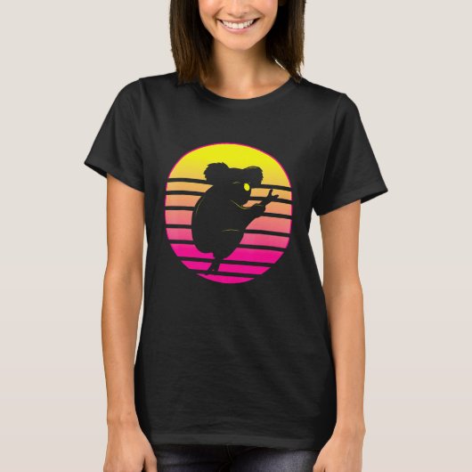 Australia Retro Koala Beer Silhouette Sunset T-shirt (Voorkant)