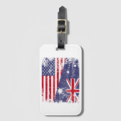 AUSTRALIA ROOTS Half-American Flag AUSTRALIË Bagagelabel (Voorkant (verticaal))